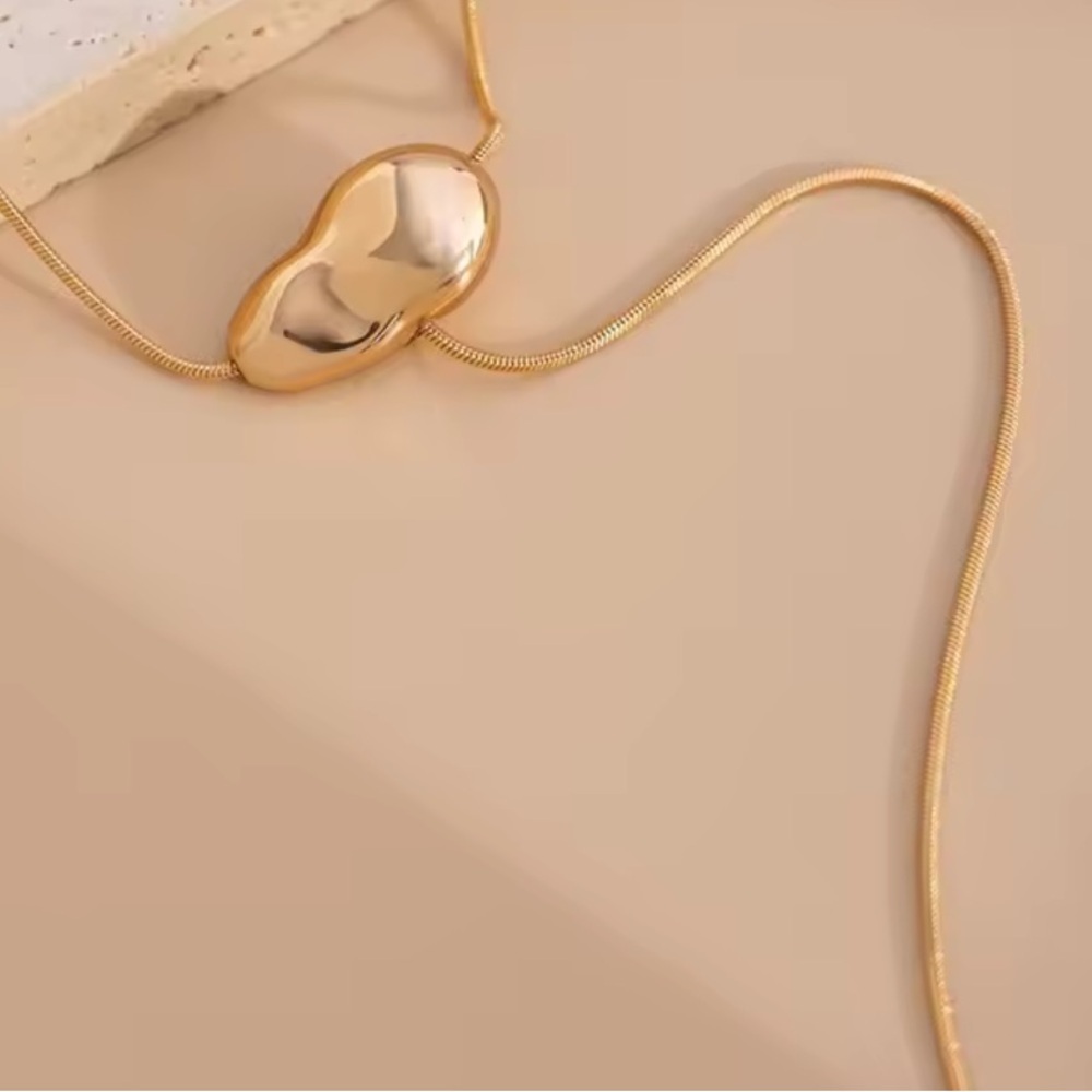 Gold Dainty Chain Tear Drop Abstract Bib Necklace Brand New - Picture 3 of 3